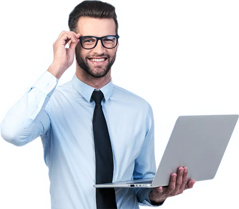 a person holding a laptop